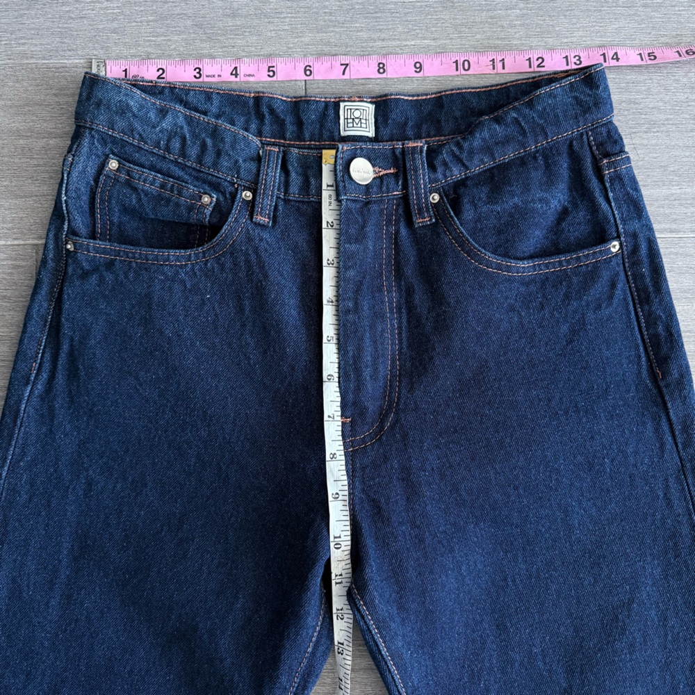 Totême Barrel Leg Jeans Raw Blue Wash 26 Organic Cotton High Rise Made in Italy - Picture 15 of 16
